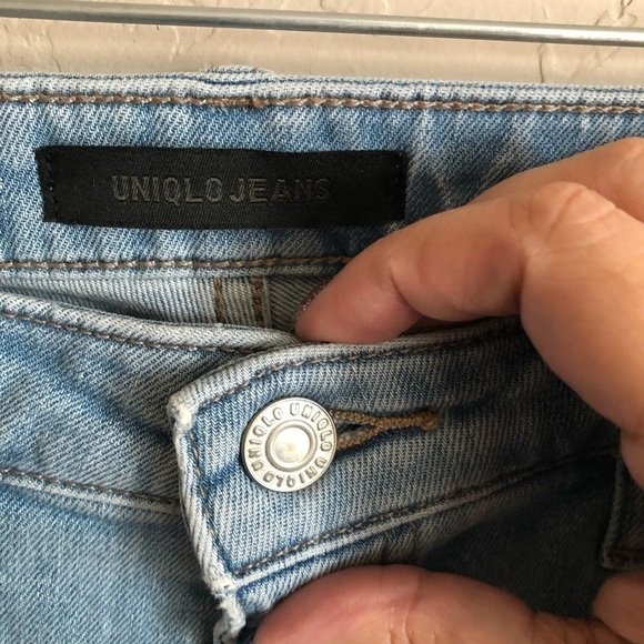 Uniqlo High Rise Skinny Distressed Flare Raw Hem Jeans - Picture 6 of 9